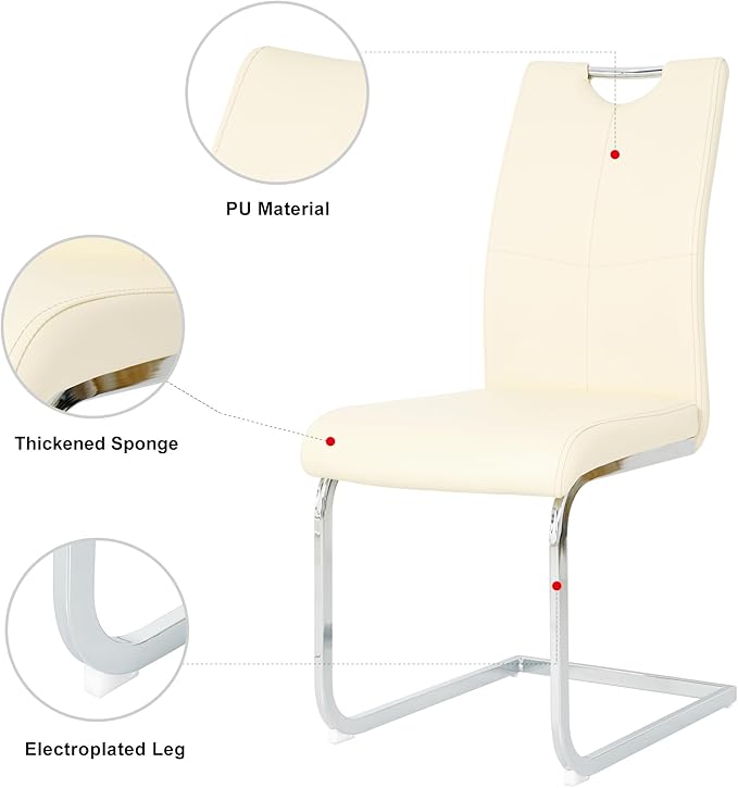 Goujxcy Dining Chairs Set of 2, Modern High Back Kitchen Chairs with Metal Le...