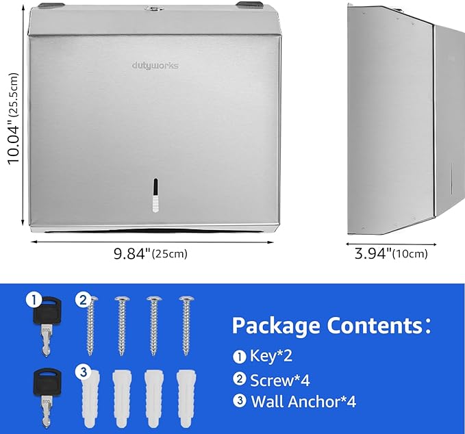 Commercial Paper Towel Dispenser Wall Mount, Stainless Steel C-Fold Multifold - Image 7
