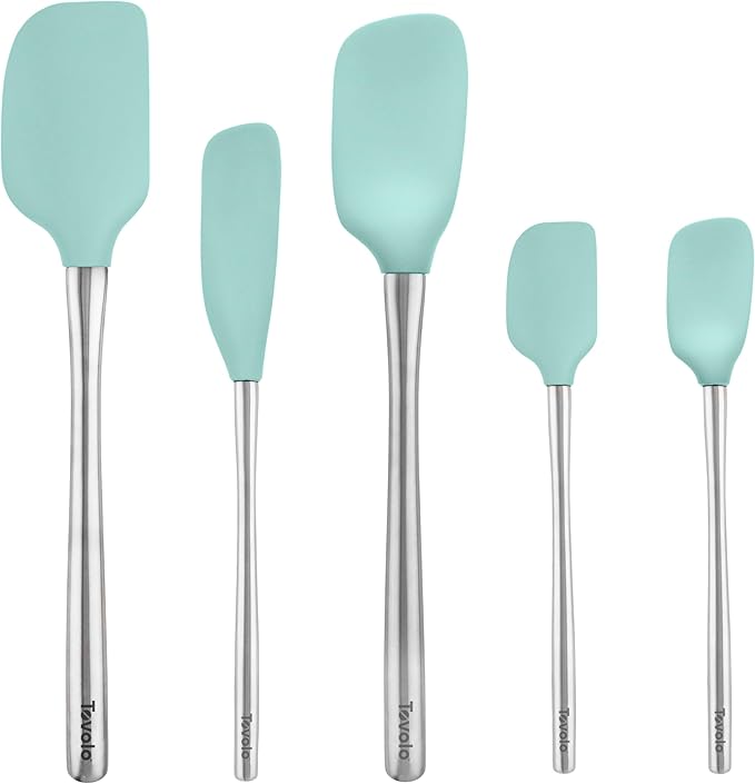Tovolo Stainless Steel Handled Silicone Spatula Set of 5, Dishwasher Safe by Tovolo
