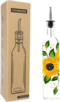 17oz Hand Painted Glass Olive Oil Bottle Dispenser - 500ml Green Oil & Vinegar by YIYUKODO