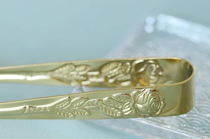 HINMAY 6PCS Mini Serving Tongs 4 Inches Small Rose Sugar Cube Tongs - Image 4