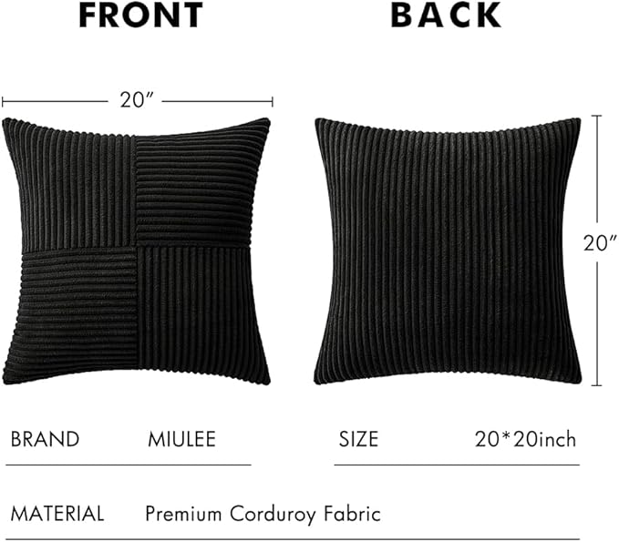 MIULEE Black Decorative Throw Pillow Covers 20x20 Inch - Image 6