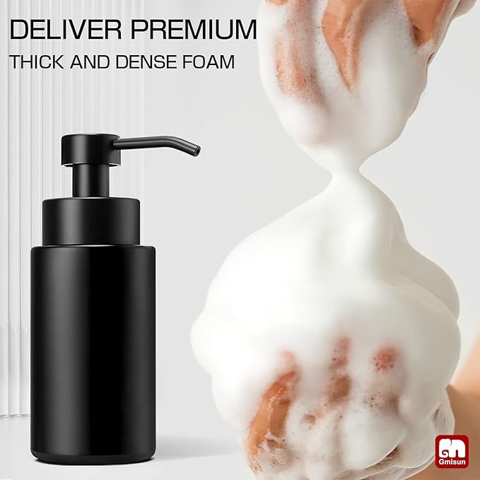 GMISUN Foaming Soap Dispenser, 10 Fl oz/300 ml Matte Black Glass Foaming Hand - Image 9