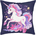 Personalized Cute Unicorn Square Pillowcase for Girls-Kids,Custom Name Cushion Covers,Custom Gifts Throw Pillow Cover for Girls Children Birthday,for Sofa Car Bedroom Living Room (Cover Only),Purple