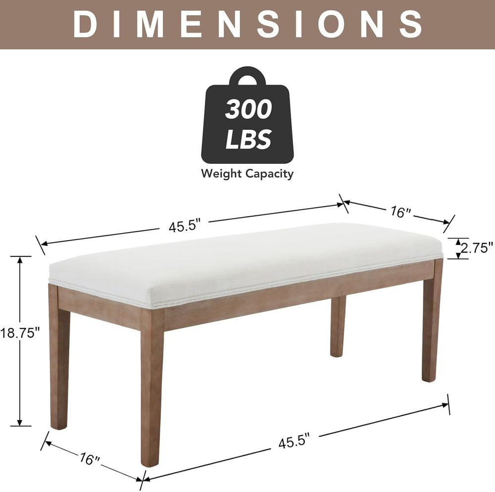 chairus Padded Entryway Bench Linen Upholstered Dining Table Benches Farmhous...