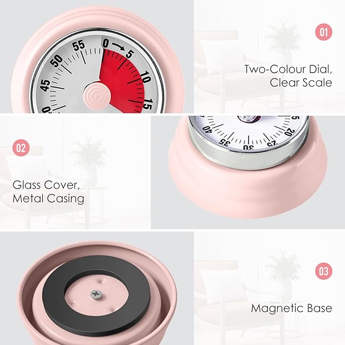 Visual Timer, Teeloray 60-Minute Countdown Timer, Kitchen Timer - Image 5