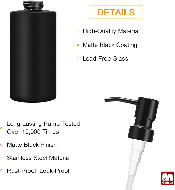 GMISUN Black Soap Dispenser, Hand Soap Dispenser Bathroom, Hand and Dish - Image 3