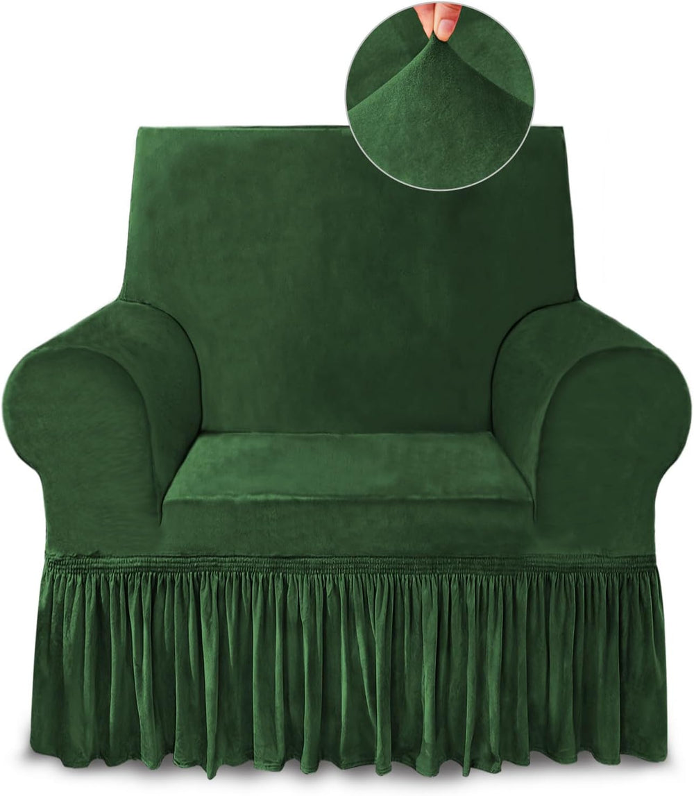 NICEEC Green Armchair Covers Arm Chair Cover Armchair Slipcovers with Skirt