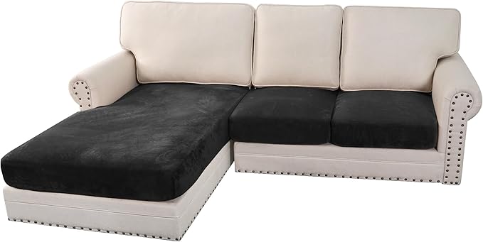 H.VERSAILTEX Velvet Stretch Sectional Couch Covers 3 Pieces Sofa Seat Cushion by HVERSAILTEX