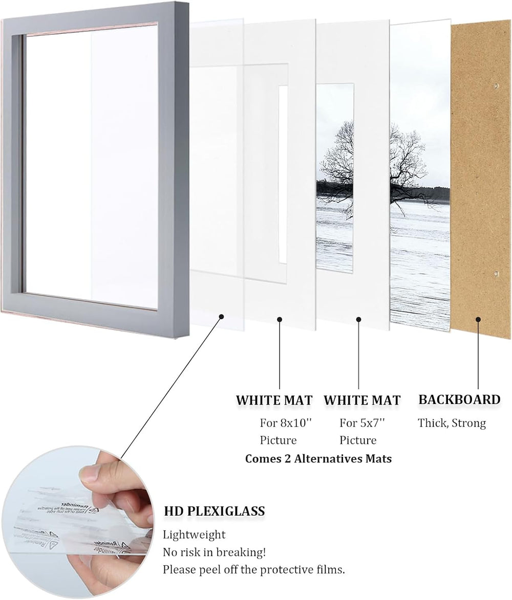 Egofine 11x14 Picture Frames, 4 Pack Display Pictures 5x7/8x10 with Mat or 11...