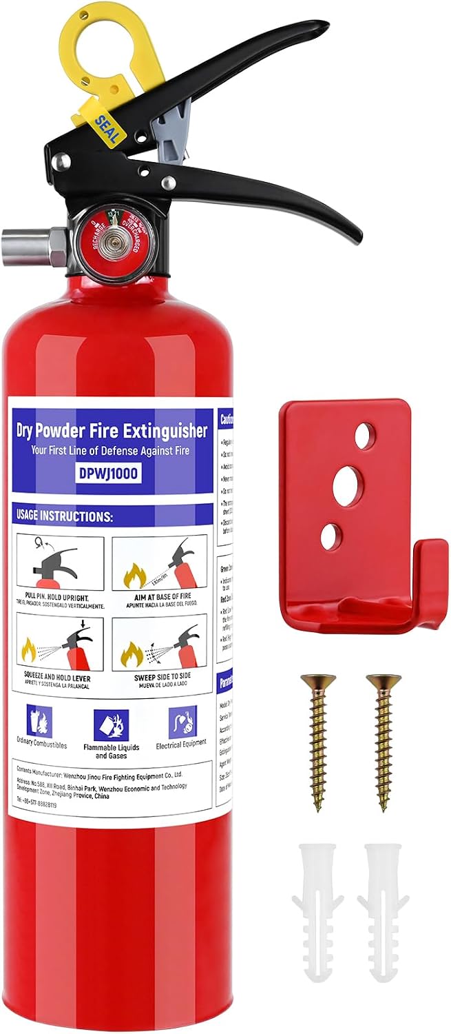 1 Pack ABC Dry Chemical Fire Extinguisher - 2.5 lb 1A:10B:C Fire Extinguisher with Bracket for Home, Business, Boat, Truck, Quick Release Handle, Ideal for Electrical & Grease Fire Extinguisher