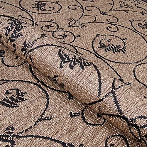Couristan Recife Veranda Outdoor Square Area Rug for Patio, Brown, 8x8 Ft