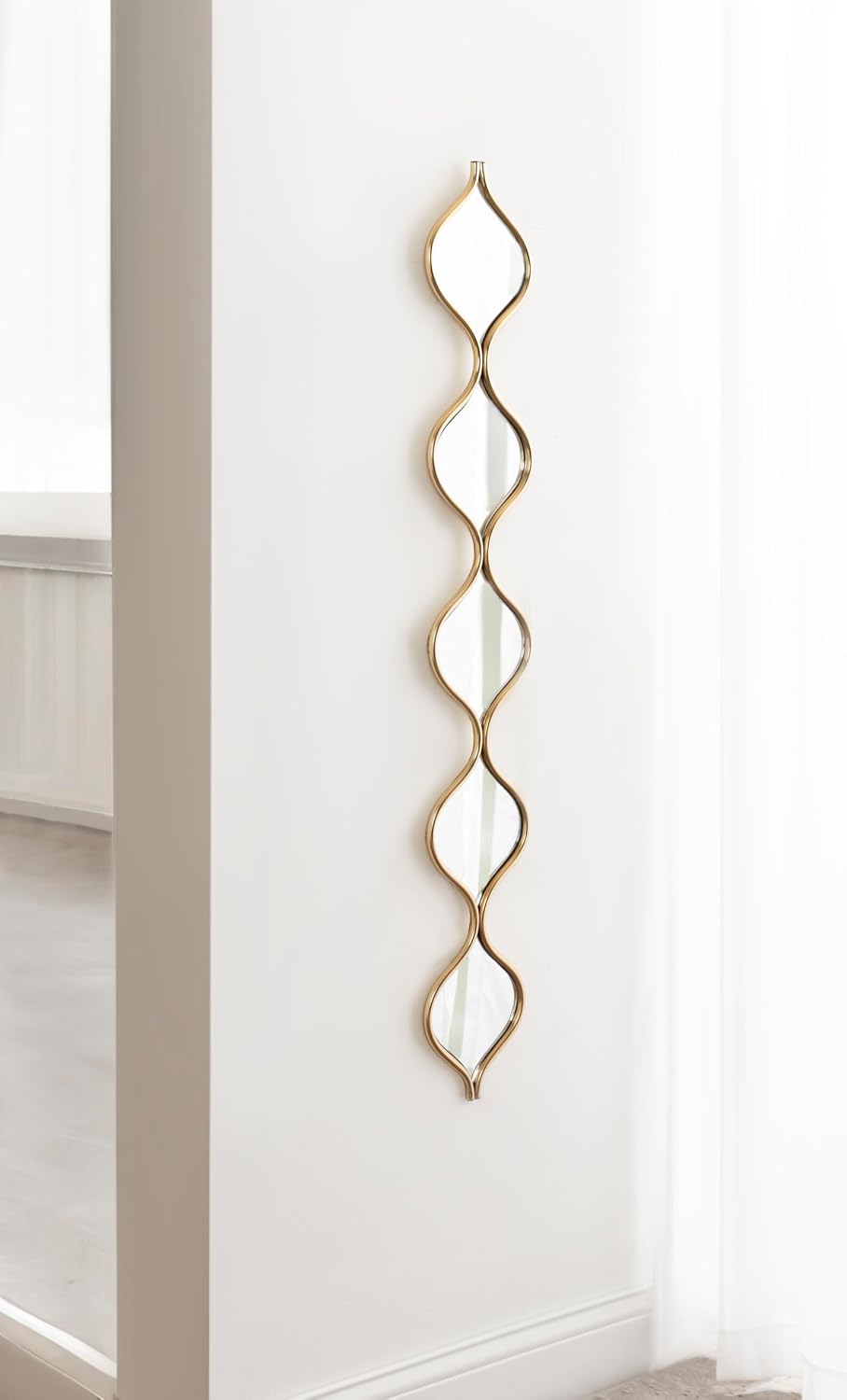 Kate and Laurel Loxi Slim Teardrop Panel Wall Mirror, 7 x 42, Gold, Glam Tall...