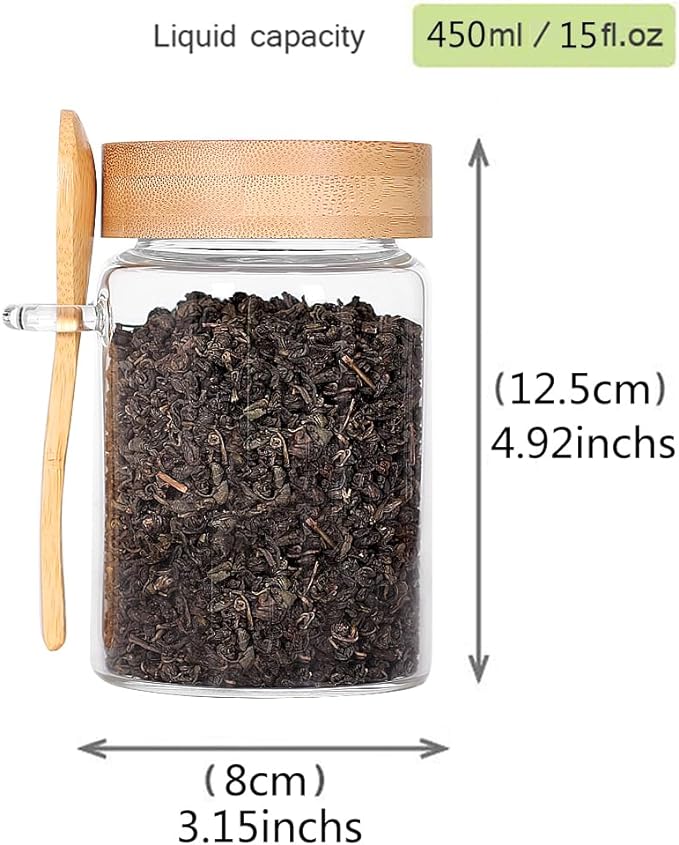 Glass Jar with Screw Lid and Spoon, 3 Pack 16 OZ Tea Containers - Image 2