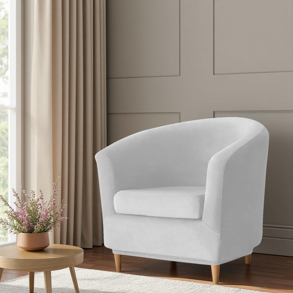 2 Piece Velvet Club Chair Slipcover Stretch Barrel Chair Covers Accent Chair ...