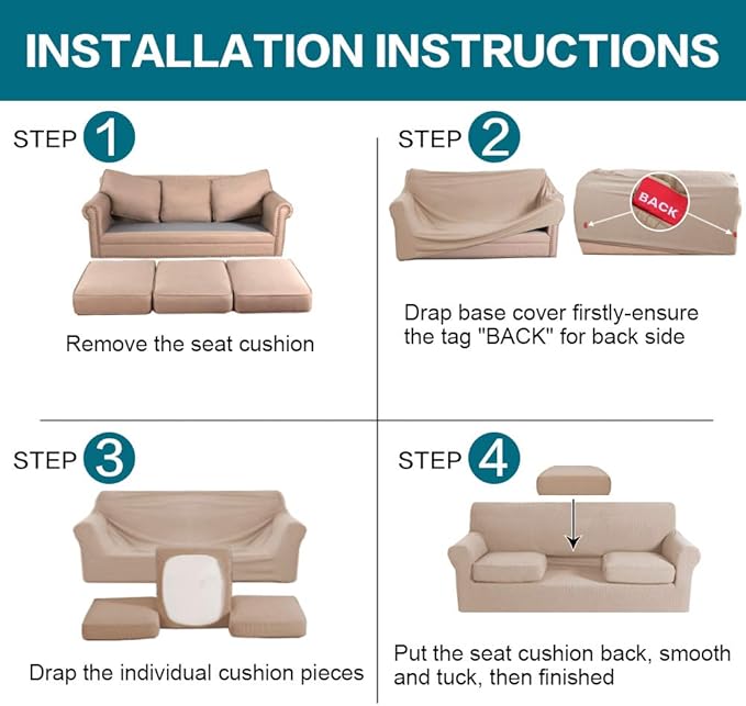 Turquoize 4 Piece Sofa Slipcover Sofa Covers - Image 6
