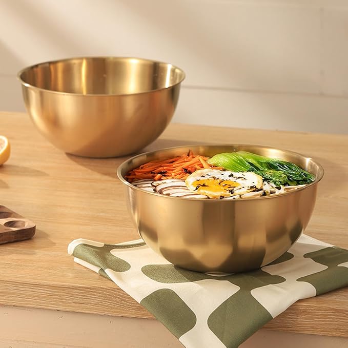 Stainless Steel Salad Bowls Set of 2 Mixing Bowls - Image 3