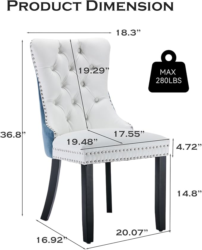 Leather Upholstered Dining Chairs Set of 4, Modern Style Kitchen Side Chairs ...