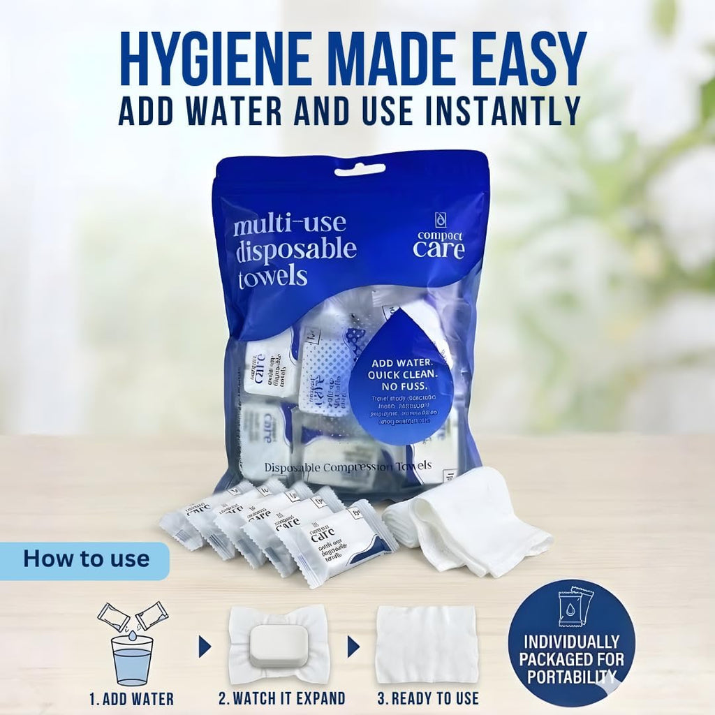 Compressed Towels 40 PCS - 100% Cotton Disposable Towels for Travel, Camping, Gym & Personal Hygiene - Chemical-Free Disposable Towel Tablets - Expands with Water - Portable Bulk Face Towels