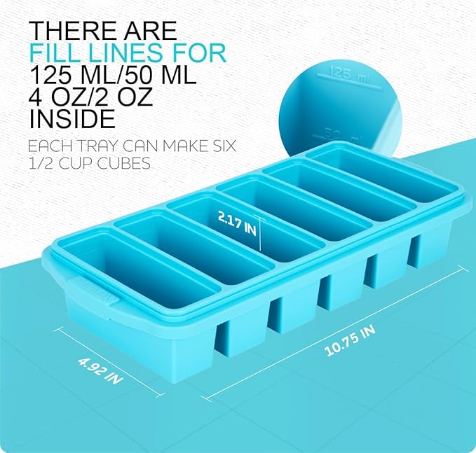 Silicone Freezer Tray With Lid-Soup Freezer Container molds-Large Ice Cube Tray - Image 6