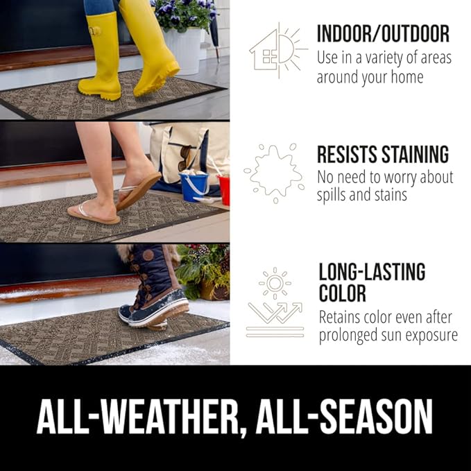 GORILLA GRIP 100% Waterproof All-Season WeatherMAX Doormat, US Designed Natural - Image 4