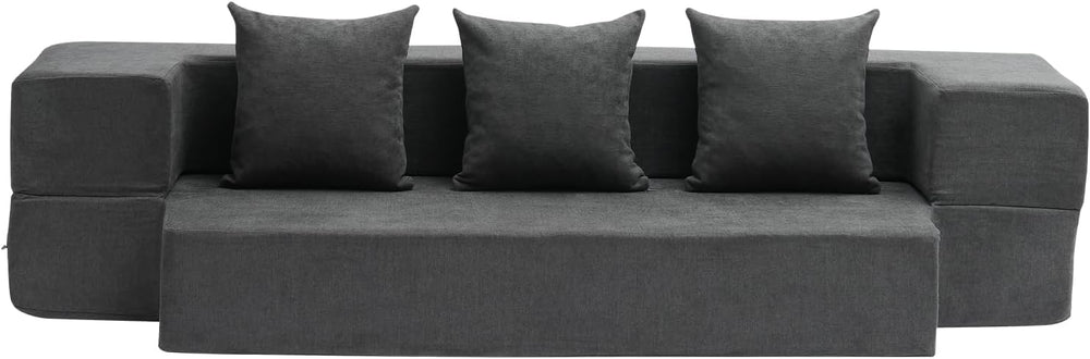 VEVOR Folding Sofa Bed, 3-in-1 Foldable Couch Bed with 3 Pillows and Washable...