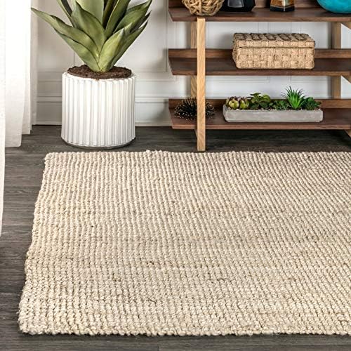 JONATHAN Y Pata Hand Woven Chunky Jute Light Ivory Indoor Area Rug, 3x5, Bohe...