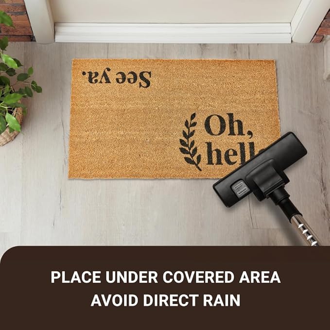KANKUN Coco Coir Door Mat with Heavy Duty Backing, Welcome Doormat, Doormat - Image 6