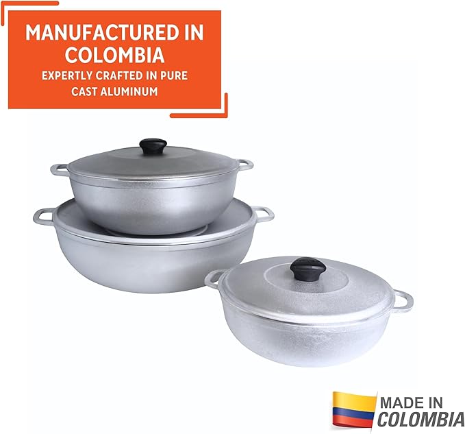 IMUSA Caldero Stock Pot with Lid 3pc Set, 1.5/3.5/7 QT, Cast Aluminum, Riveted - Image 3