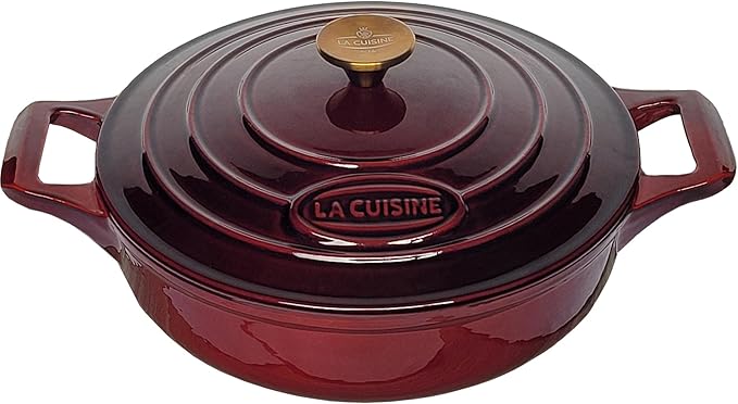 La Cuisine Enameled Cast Iron Braiser Shallow Dutch Oven Braising Sauté Pan by LaCuisineforlife