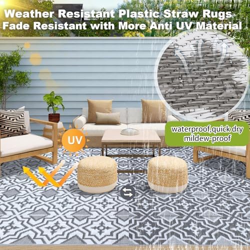 Alfolo Outdoor Rug for Deck 8x10 Waterproof,Outdoor Plastic Straw Camping Rug...