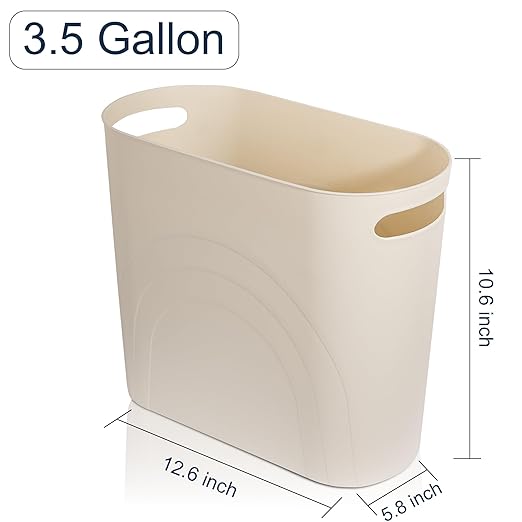 rejomiik Small Trash Can, 3.5 Gallon Slim Garbage Can Plastic Waste Basket - Image 6