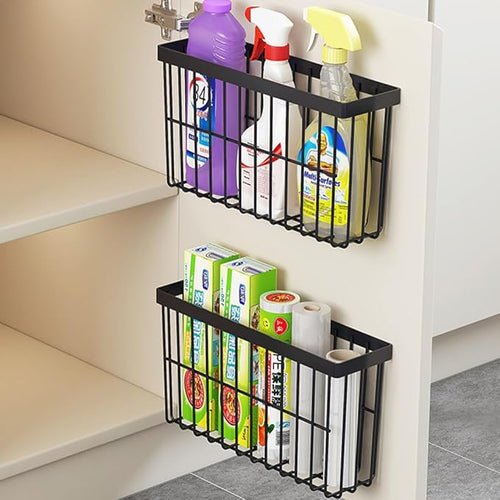 2 Piece Kitchen Cabinet Door Storage Box, Self Adhesive Wall Mounted Storage - Image 2