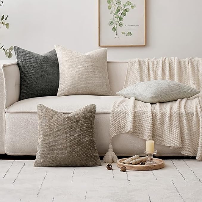 MIULEE Pack of 4 Couch Throw Pillow Covers 18x18 Inch Neutral Soft Decorative - Image 5