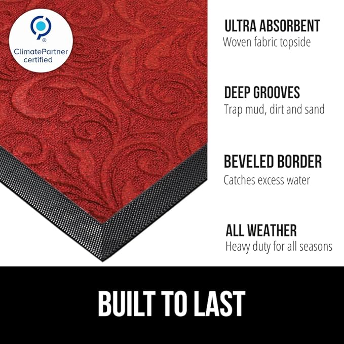 GORILLA GRIP 100% Waterproof All-Season WeatherMAX Doormat 35x23, US Designed - Image 2