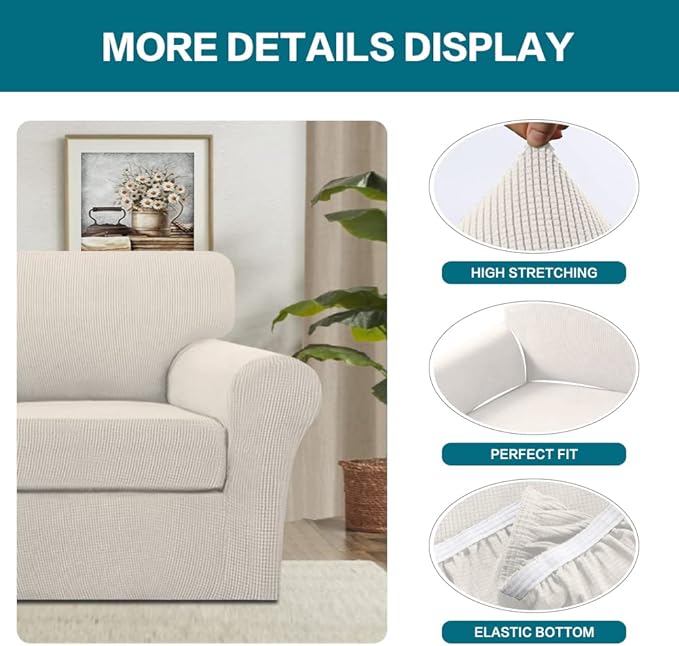 Turquoize 2 Piece Chair Covers for Living Room Armchair Couch Cover - Image 4
