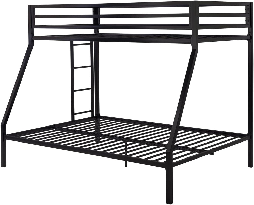 SHA CERLIN Bunk Bed Twin Over Full Size with Ladder and Guardrail,Black