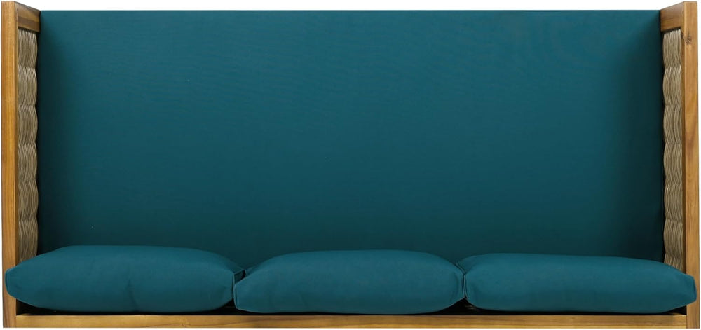 Merax 67.5" Outdoor Patio Daybed 3 Seater Sofa Bed,Acacia Wood Frame wit...