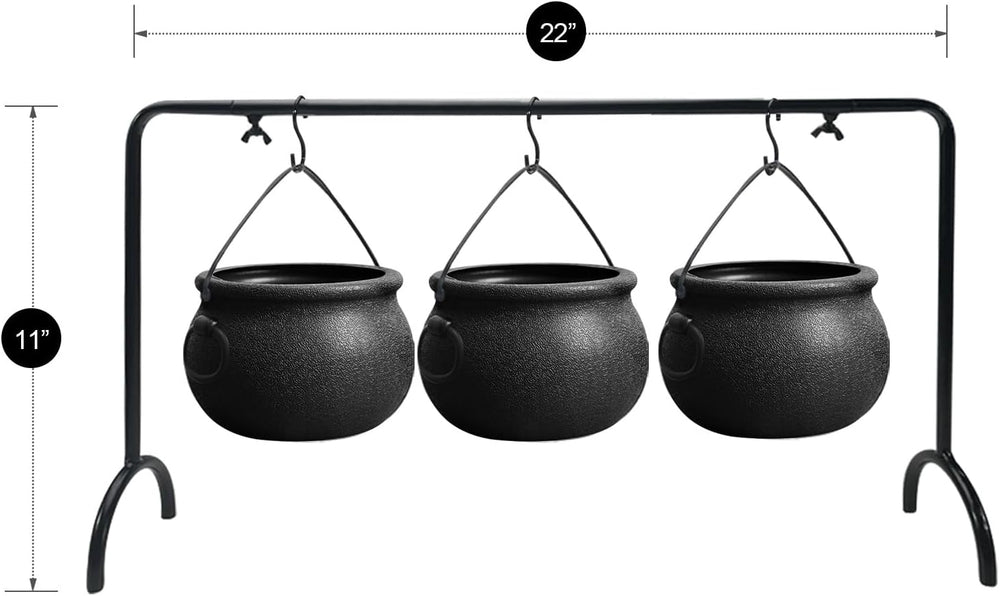 Halloween Decorations Indoor, 3 Pack Witches Cauldron Serving Bowls on Rack