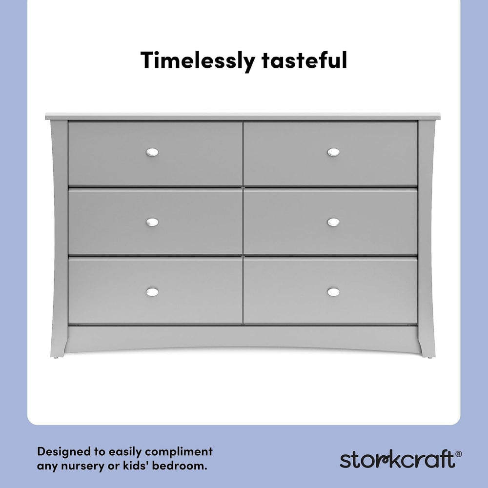 Storkcraft Crescent 6-Drawer Dresser, Pebble Gray