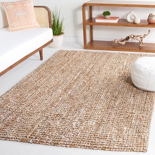 SAFAVIEH Natural Fiber Area Rug 5x8, Jute Knotted Natural & Ivory NF447N