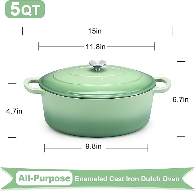 E-far 5QT Oval Dutch Oven Pot