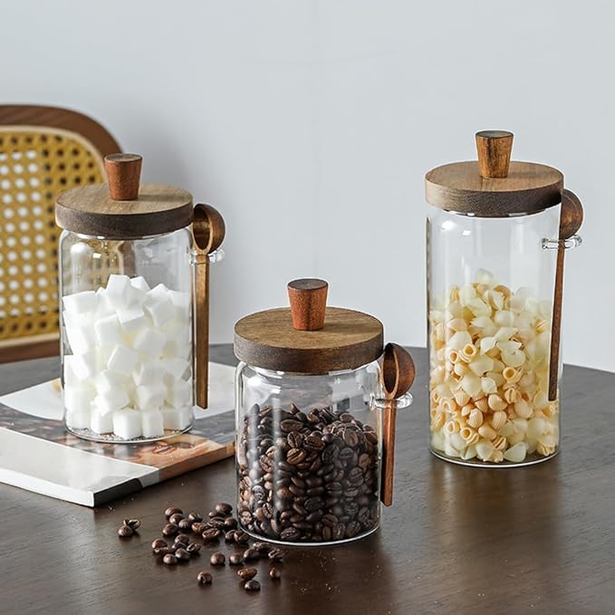 ANSQU 2 Pack Glass Jars with Wooden Lids & Spoons, 34oz Food Storage Containers - Image 4