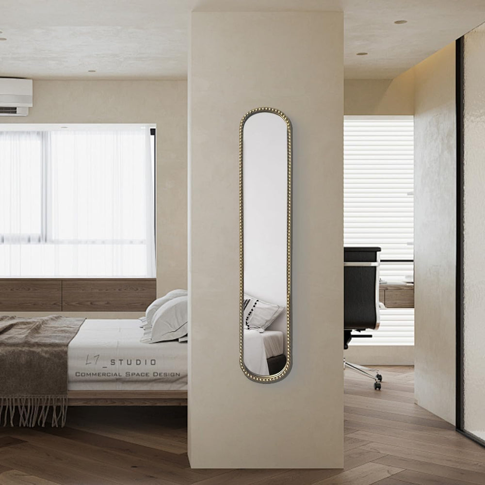 Long Skinny Mirror for Wall,Gold Narrow Oval Mirror for Entryway Bath,Metal F...
