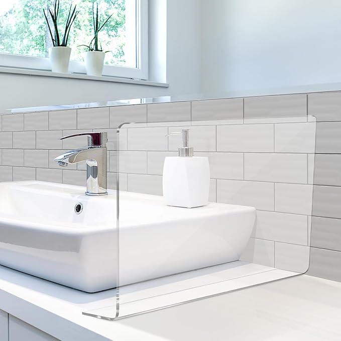 PRETYZOOM Acrylic Sink Water Splash Guard, 15.7x8 Inches Sink Splash Guards - Image 7