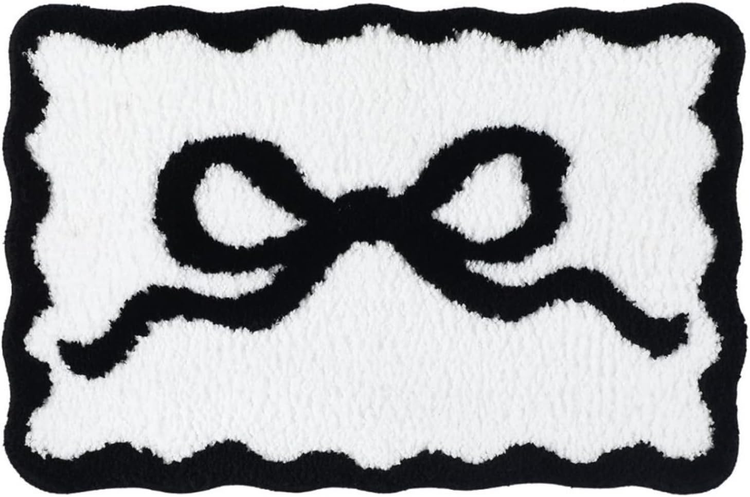 Bow Rug - Bow Shaped Bathroom mat - Handmade & Premium- 30in (75cm) - Pink bathmat - Designer Rugs - Aesthetic Room Decor - Cute Room Decor Coquette bathmat Rug (Black)