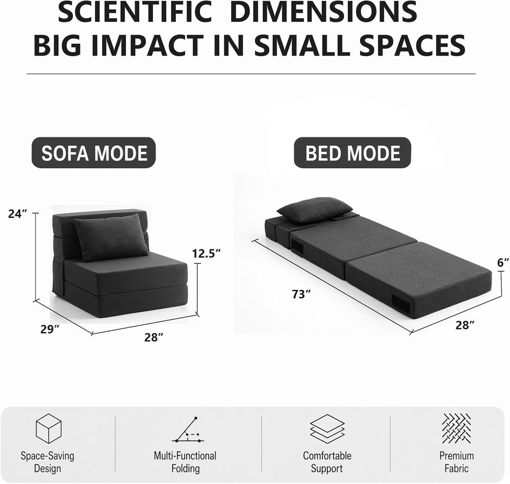 Folding Sofa Bed | Convertible Sleeper Chair Bed for Adults, Fold Out Chair t...