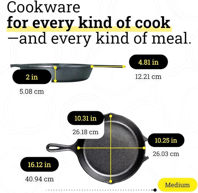 Lodge Seasoned Cast Iron Skillet Set 8, 10.25 & 12 Inches - Image 7