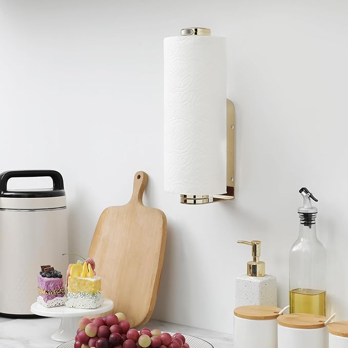 theaoo Paper Towel Holder Under Cabinet, One-Handed Tear Wall Mount Paper Towel - Image 3
