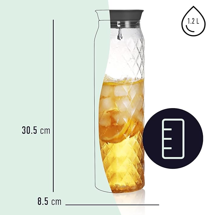 Glass Pitcher - 1.2 Liters / 41 oz, Borosilicate Glass - Water Carafe - - Image 2